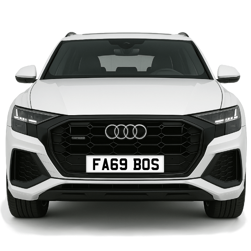 FA69 BOS Private Plate on a super new vehicle. Looks great!