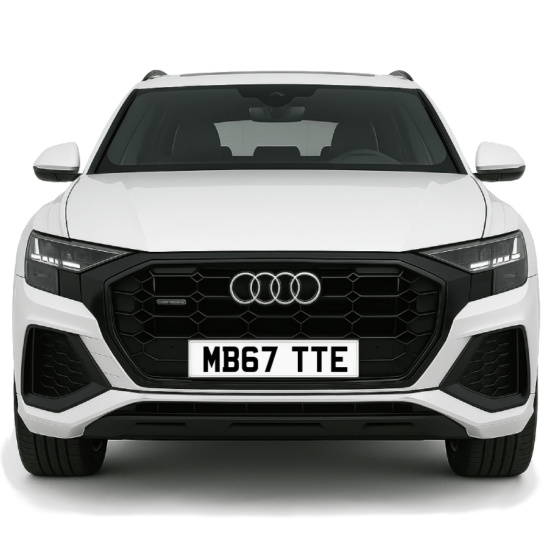 MB67 TTE Private Plate on a super new vehicle. Looks great!